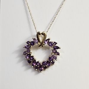 10K Yellow Gold Amethyst heart necklace! Stamped 10k on the chain and back of th